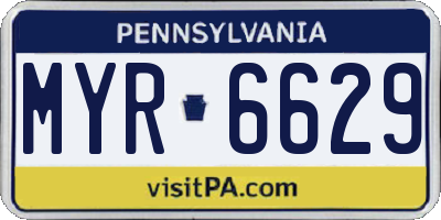 PA license plate MYR6629