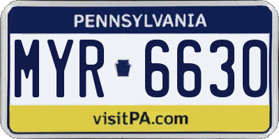 PA license plate MYR6630