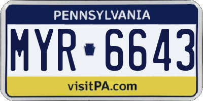 PA license plate MYR6643