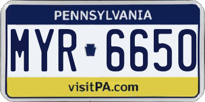 PA license plate MYR6650