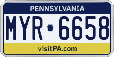 PA license plate MYR6658