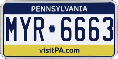 PA license plate MYR6663