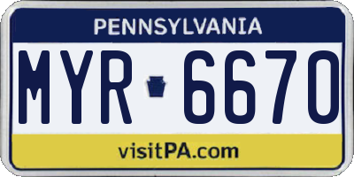 PA license plate MYR6670