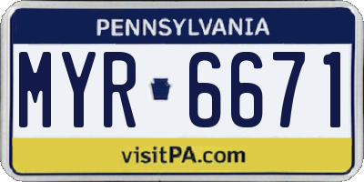 PA license plate MYR6671