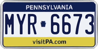PA license plate MYR6673