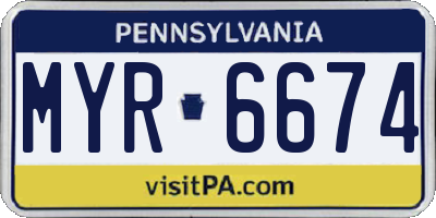 PA license plate MYR6674