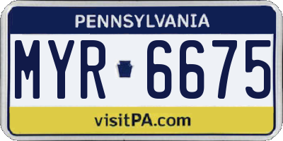 PA license plate MYR6675