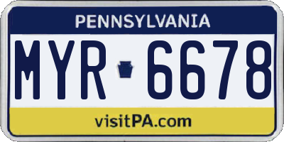 PA license plate MYR6678