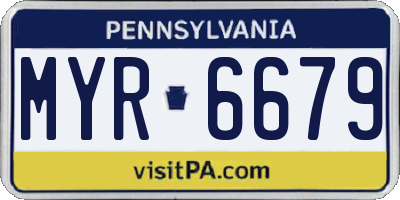 PA license plate MYR6679