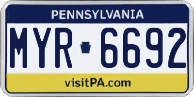 PA license plate MYR6692