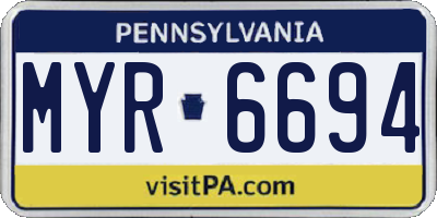 PA license plate MYR6694