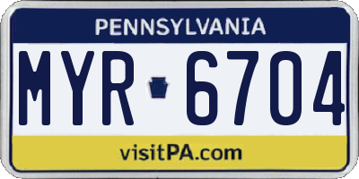 PA license plate MYR6704