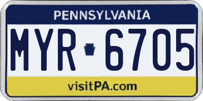 PA license plate MYR6705