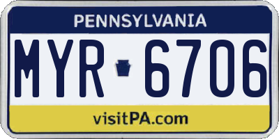 PA license plate MYR6706