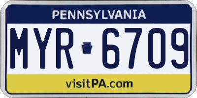 PA license plate MYR6709