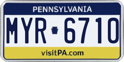 PA license plate MYR6710