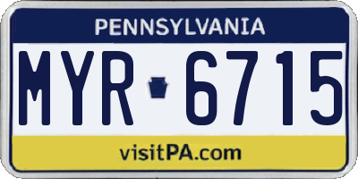 PA license plate MYR6715