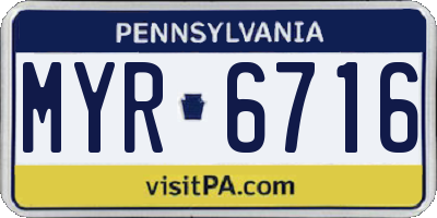 PA license plate MYR6716