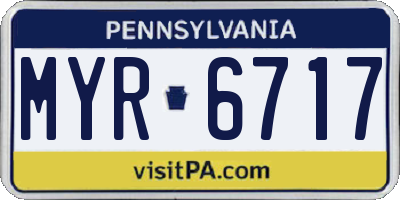 PA license plate MYR6717