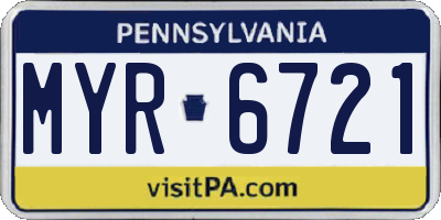 PA license plate MYR6721