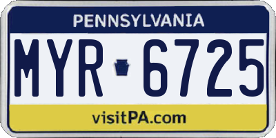 PA license plate MYR6725