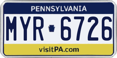 PA license plate MYR6726