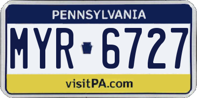 PA license plate MYR6727