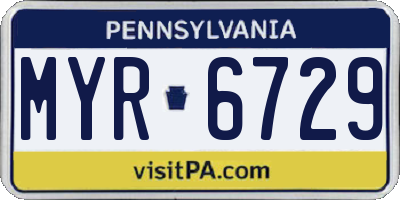 PA license plate MYR6729