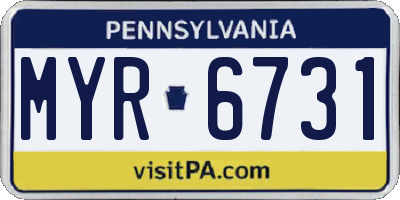PA license plate MYR6731