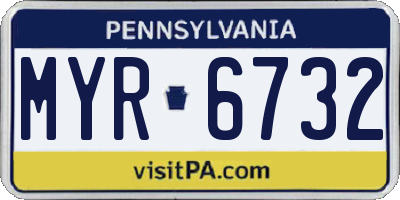 PA license plate MYR6732
