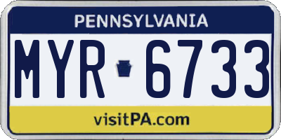 PA license plate MYR6733