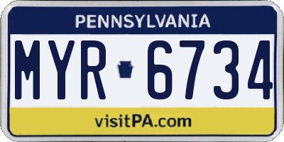 PA license plate MYR6734