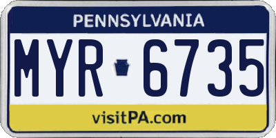 PA license plate MYR6735