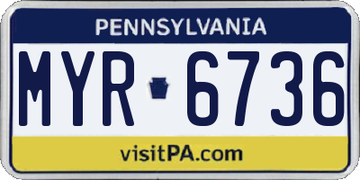 PA license plate MYR6736