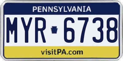 PA license plate MYR6738
