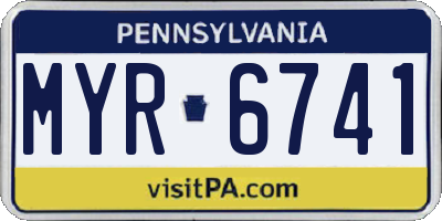 PA license plate MYR6741