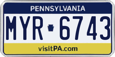 PA license plate MYR6743