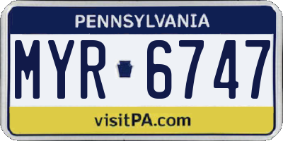 PA license plate MYR6747