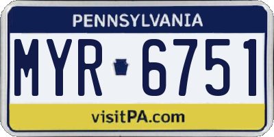 PA license plate MYR6751