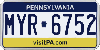 PA license plate MYR6752