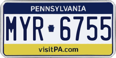 PA license plate MYR6755