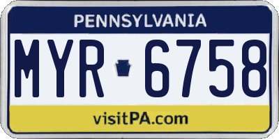 PA license plate MYR6758