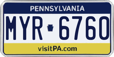 PA license plate MYR6760
