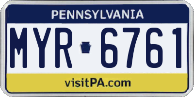 PA license plate MYR6761