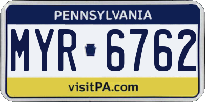 PA license plate MYR6762