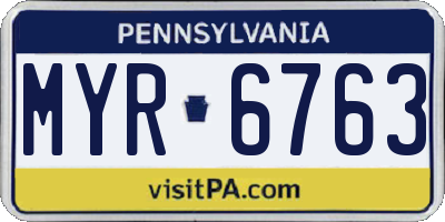 PA license plate MYR6763