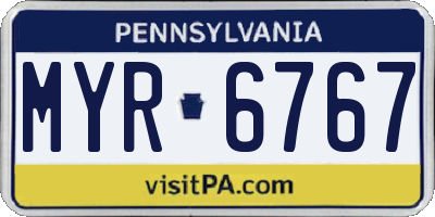 PA license plate MYR6767