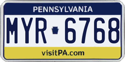PA license plate MYR6768