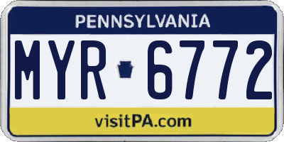 PA license plate MYR6772