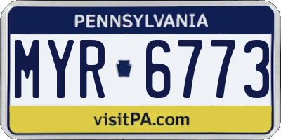 PA license plate MYR6773